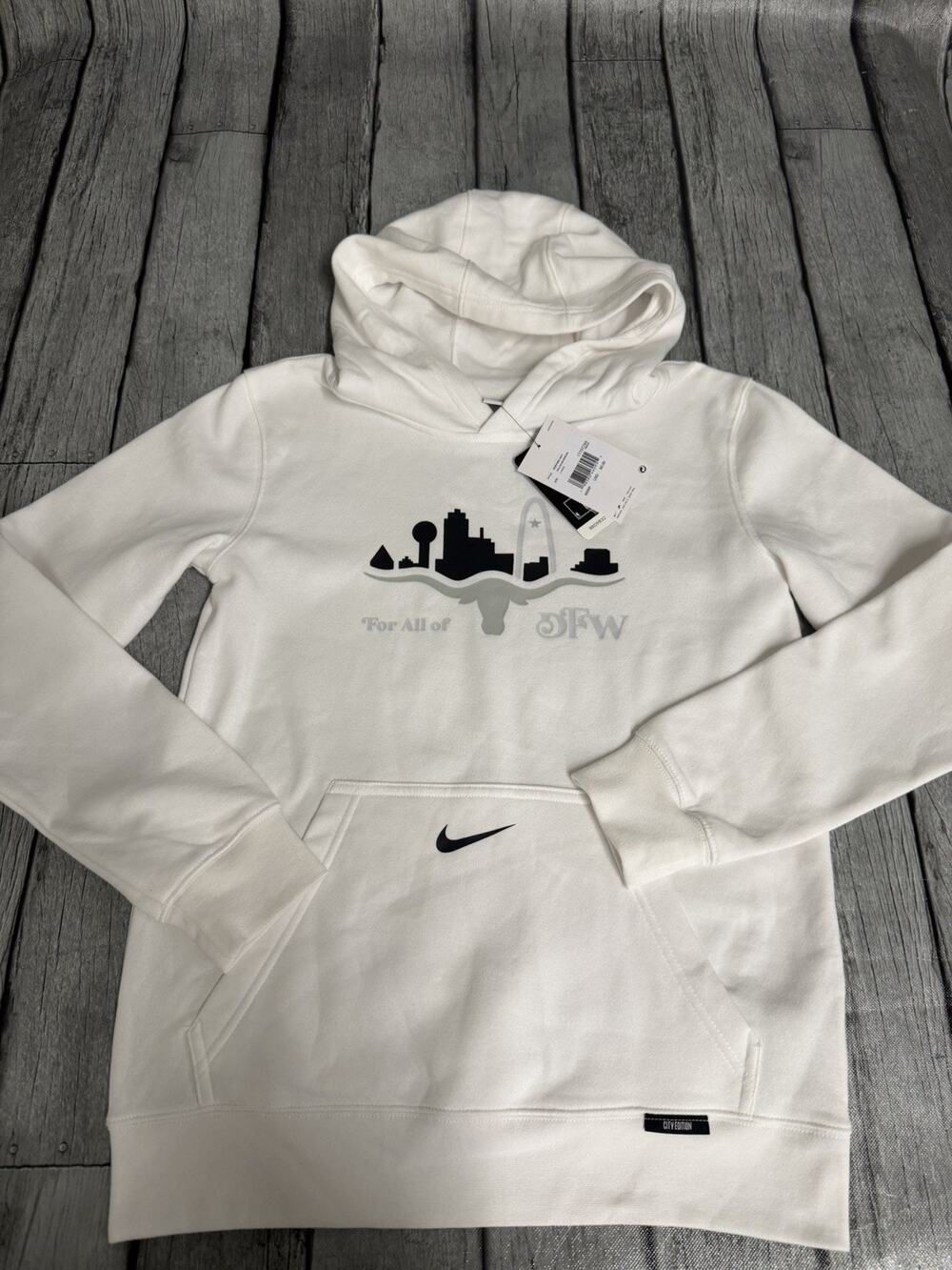 NWT Boys Nike Dallas Mavericks 2024/25 City Edition Hoodie White Sz Large 14/16
